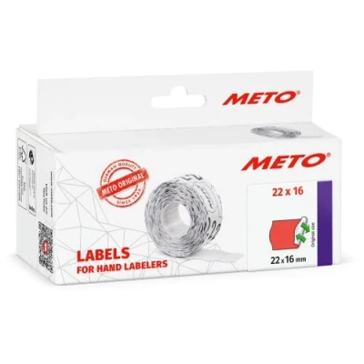 Image de ETIQUETTES METO 22 x 16 mm Rouge fluo 2 lignes décollables et repositionnables