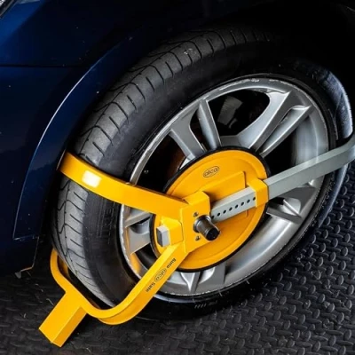 Afbeelding van alca Anti diefstal wielklem voor camper, Ducato, Crafter, Boxer, robuuste diefstalbeveiliging met boutafdekkingsschijf (40,6 tot 48,3 cm grote banden 306321+D)