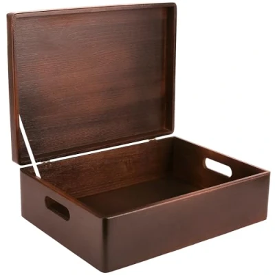 Afbeelding van Creative Deco XL Bruin Houten Doos Opbergdoos 40 x 30 14 cm met Deksel Kerst, Kerstmis Cadeau
