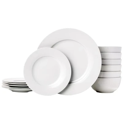 Afbeelding van Amazon Basics tafelservies voor 6 personen, 18 delig, porselein
