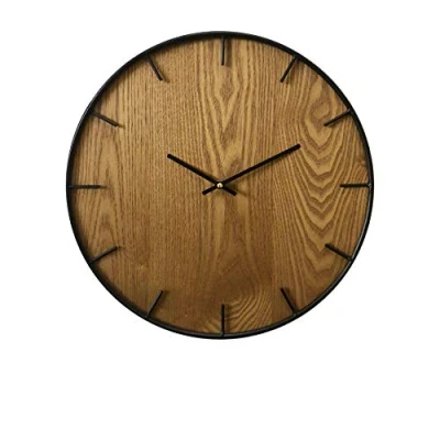 Afbeelding van Rebecca Mobili Rustieke houten wandklok voor keuken, woonkamer Ø 40 cm x d 4,5 (H B D) art. RE6142