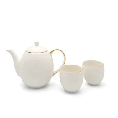 Afbeelding van Bredemeijer Tea set Canterbury 1.2L white + 2 mugs