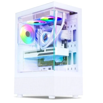 Afbeelding van Spirit Of Gamer gaming pc behuizing RGB, 3 120 mm ARGB ventilatoren, ATX/mATX, medium tower leeg, zij en voorkant van gehard glas, geoptimaliseerd voor koeling SPECTRA WHITE