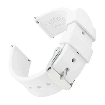 Afbeelding van Archer Watch Straps Kleurrijke rubberen horlogeband Vervangende siliconen band voor klassieke horloges of smartwatches Snel los te maken Ruime keuze aan kleuren, Wit., klassiek