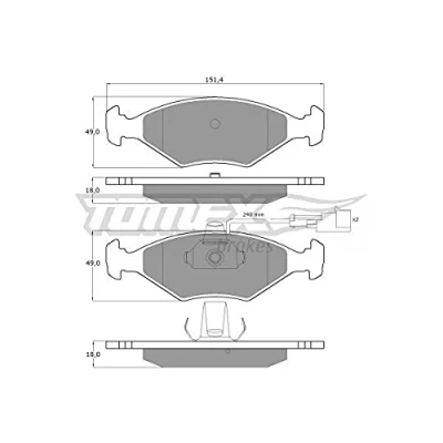 Afbeelding van TOMEX brakes TX 10 794 Remblokkenset Vooras Incl. slijtage waarschuwingscontact