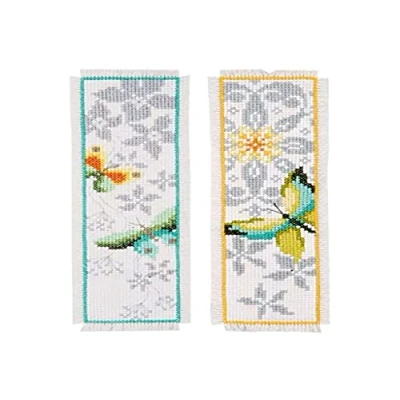 Afbeelding van Bladwijzer kit Vlinder en bloemen set van 2 Vervaco PN 0165133