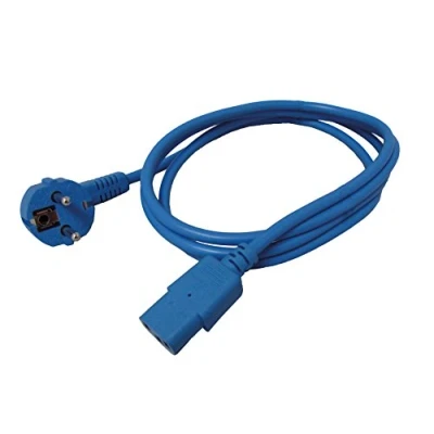 Image de Roline Câble d&#039;alimentation CEE 7/7 (M) incliné pour IEC 60320 C13 droit CA 250 V 10 A 1.8 m bleu Allemagne