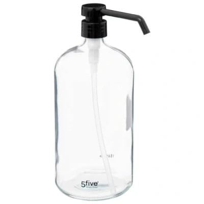 Afbeelding van 5Five Zeeppompje/zeepdispenser van glas transparant 1 liter