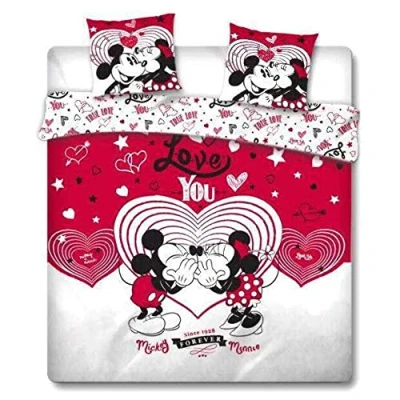 Afbeelding van Disney Minnie Mouse Dekbedovertrek Love You Lits Jumeaux 240 x 220 cm Rood
