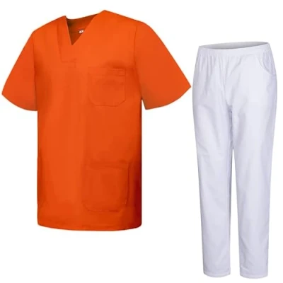 Image de MISEMIYA Uniforme sanitaire unisexe Uniformes sanitaires médicales avec pantalon blanc 817 8312 BLANC, orange, 5XL