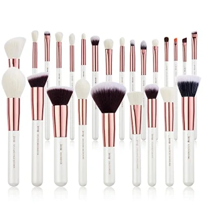 Afbeelding van Jessup make up kwasten 25 delige professionele kit kwast foundation poeder blush lippenstift borstels natuurlijk synthetisch haar wit/roségoud T215