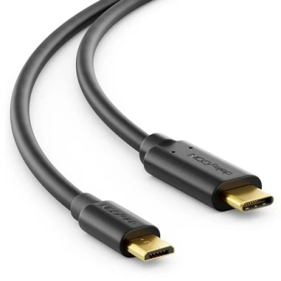 Afbeelding van deleyCON 1 m USB C naar micro oplaadkabel en gegevens van compatibel met smartphone tablet of oplaadadapter voor zwart