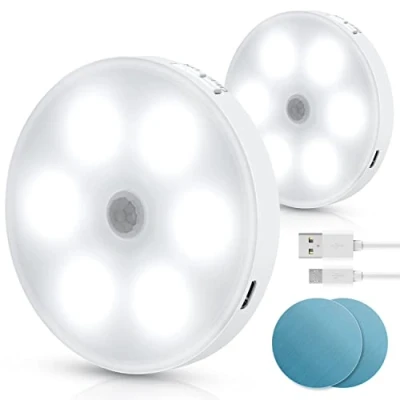Afbeelding van Aigostar Set van 2 6500 K nachtlampje voor kinderen, met bewegingsmelder, kastlamp magnetische strip, 0,5 W, nachtlamp, oplaadbaar, USB, slaapkamer, keuken, hal, trap
