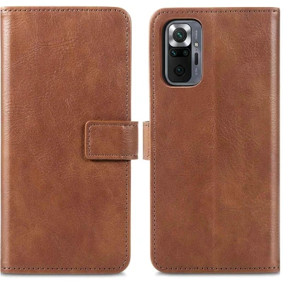 Afbeelding van iMoshion Hoesje Geschikt voor Xiaomi Redmi Note 10 Pro Met Pasjeshouder Luxe Bookcase Bruin