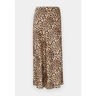 Afbeelding van Vila Rok Viellette Hw Midi Skirt Noos 14084182 Caramel Cafe/leopard Dames Maat W34