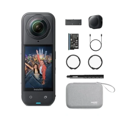 Afbeelding van Insta360 X5 Essentials Pack actiecamera 360 8K waterdicht, laag pieklicht, onzichtbare selfiestick, robuuste en verwisselbare lenzen, 3 uur looptijd, geïntegreerde windbescherming, stabilisatie