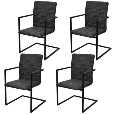 Afbeelding van Eetkamerstoelen 4 st kunstleer zwart
