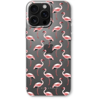 Afbeelding van Case Company® hoesje geschikt voor iPhone 16 Pro Max Flamingo Soft Cover Telefoonhoesje Bescherming aan alle Kanten en Schermrand