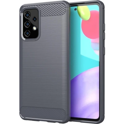 Afbeelding van Cadorabo Hoesje geschikt voor Samsung Galaxy A72 4G / 5G in BRUSHED GRIJS Beschermhoes van flexibel TPU siliconen roestvrij staal carbonvezel look Case Cover