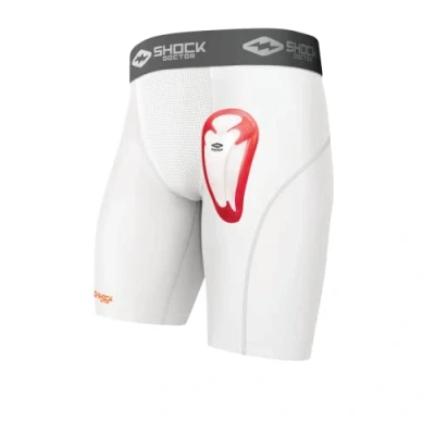 Afbeelding van Shock Doctor 221 Compressieshort met Bioflex beschermschaal zwart of wit volwassenen en jongens