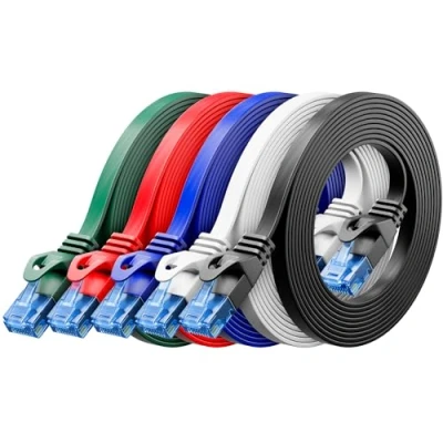Afbeelding van deleyCON 5x 2m CAT6 Platte Netwerkkabel 1,5mm Lintkabel U UTP RJ45 UUTP Patchkabel für DSL LAN Switch Router Modem Repeater Patchpanel Veelkleurig