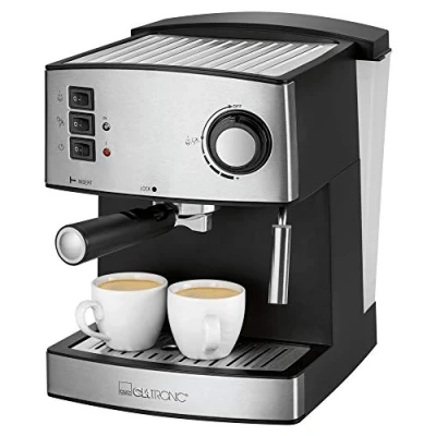 Afbeelding van Clatronic ES 3643 Espressomachine Met filterhouder Zwart, RVS 850 W kopverwarmer, melkopschuimer