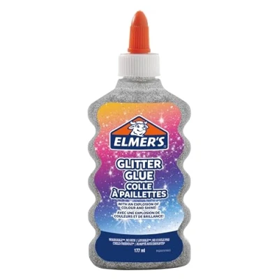 Afbeelding van Elmer&#039;s PVA glitterlijm zilver 177 ml uitwasbaar en kindvriendelijk geweldig voor het maken van slijm om te knutselen