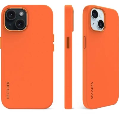 Afbeelding van DECODED Siliconen Hoesje voor iPhone 15 Plus Anti Bacterieel Geschikt MagSafe Apricot Oranje