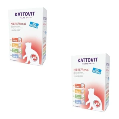 Afbeelding van 12x85g Renal Mix (4 Smaken) Kattovit Kattenvoer Maaltijdzakjes