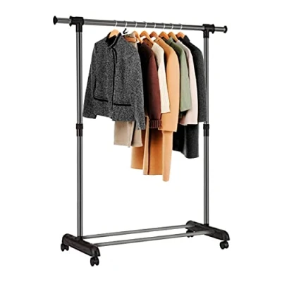 Afbeelding van Edihome, Burro kledingrek, 43 x 160 150 cm, robuust, metaal en draagbaar met wielen