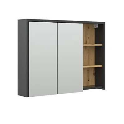 Afbeelding van Vicco Badkamerspiegelkast Viola, Artisanaal eiken/Antraciet, 100 x 75 cm