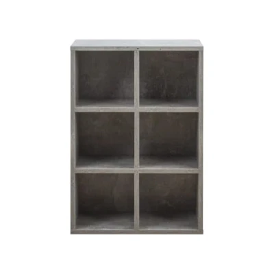 Afbeelding van Vakkenkast 6 open vakken opbergkast dvd/cd kast boekenkast wandkast grijs