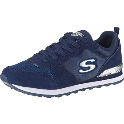 Image de Skechers Femme Retros OG 85 goldn Gurl Baskets, Bleu Navy Suede Mesh Nylon Silver Trim Nvy, 36 EU