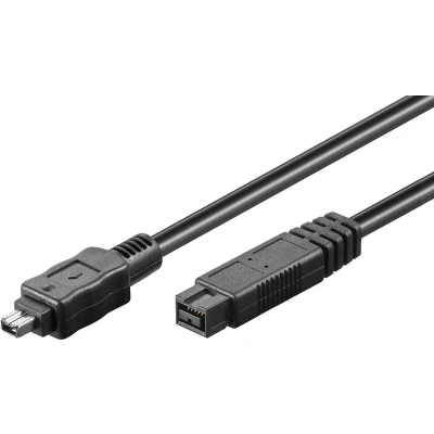Afbeelding van FireWire 400 800 kabel met 4 pins 9 connectoren / zwart 1 meter