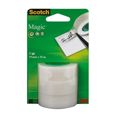 Afbeelding van Scotch plakband Magic tape, 19 mm x 25 m, 3 rollen