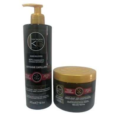 Image de Keragold Pro GAMME BOTOXINE CAPILLAIRE Sans sulfates 90/96% D&#039;ingrédients naturelle (DUO SHAMPOING 475ML+ MASQUE 500G DD)
