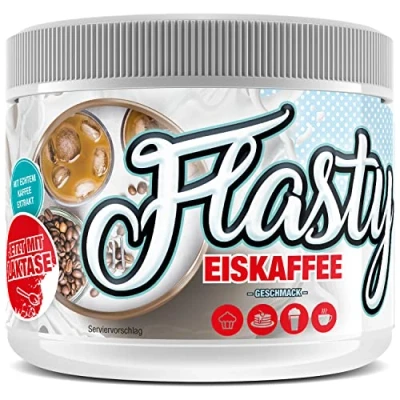 Afbeelding van Flasty poedersmaak (ijskoffie) 1 x 250 g caloriearm smaakpoeder met slechts ca. 9 kcal per portie, brengt het je kwark, yoghurt en nog veel meer tot leven.
