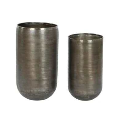 Afbeelding van Plantenbakkenset Home ESPRIT Gouden Zilverkleurig Aluminium 34,5 x 36 63 cm