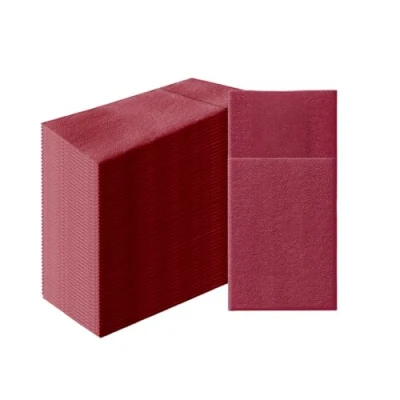 Afbeelding van PAW Airlaid Pocket Servetten (39 x 40 cm) I 50 stuks Effen Lijkt aan stof Elegante tafeldecoratie HoReCa Gelegenheden zoals bruiloften, feesten Kleur: Bordeaux