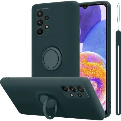 Afbeelding van Cadorabo Hoesje geschikt voor Samsung Galaxy A23 4G in LIQUID GROEN Beschermhoes van flexibel TPU silicone Case Cover met ring