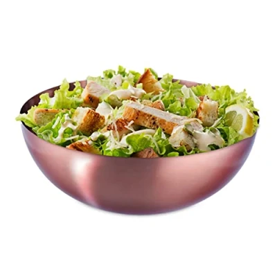 Afbeelding van Relaxdays saladeschaal slakom ovaal keukenschaal rvs mengkom koper XL