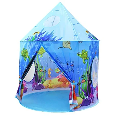 Afbeelding van Benebomo Tent voor kinderen, kasteel, oceaanblauw, speeltent speeltent, babytenthuis, tuintent speelhuis baby&#039;s