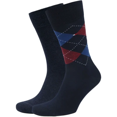 Afbeelding van Tommy Hilfiger heren Sokken in 2 pack de kleur Donkerblauw, maat: 39 42