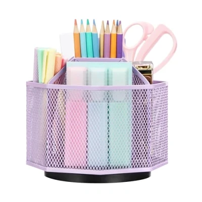 Afbeelding van EXERZ Bureau organizer van mesh, potloodhouder, 360 graden draaibaar, lichtpaars