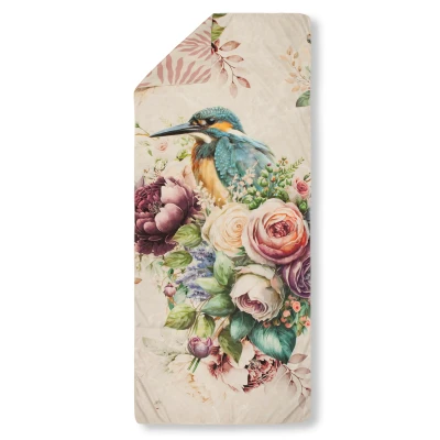 Afbeelding van HIP Yoga / Reishanddoek &quot;bloemen en vogels&quot; Zand (75x180 cm) Microvezel