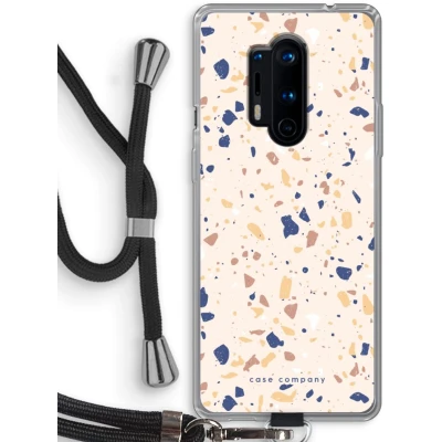 Afbeelding van Case Company® hoesje met Koord geschikt voor OnePlus 8 Pro Terrazzo N23 Telefoonhoesje Zwart Bescherming aan alle Kanten en Over de Schermrand