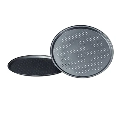 Afbeelding van Relaxdays pizza bakplaat geperforeerd ronde bakblik antiaanbaklaag Pak van 2
