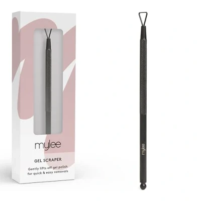 Afbeelding van Mylee professionele gelschraper, matzwart, roestvrij staal, antislip, kwaliteit, voor het snel en eenvoudig verwijderen van de gelnagellak