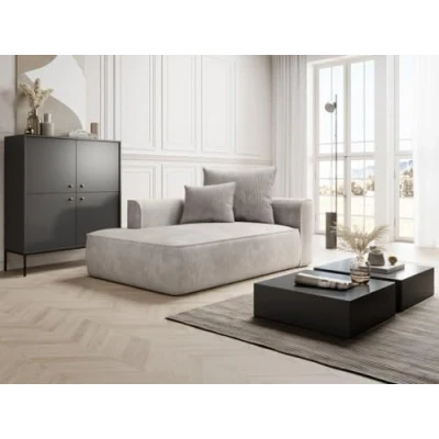 Afbeelding van Vente unique Chaise longue met hoek links van beige ribfluweel PINETA L 180 cm x H 67 D 115