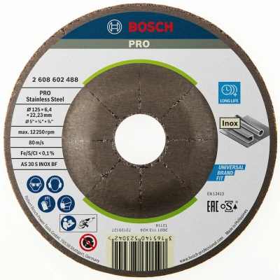 Image de BOSCH 2608602488 disque à poncer courbé Expert pour Inox petites meuleuses d&#039;angle 125x6 mm